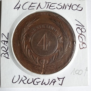 4 centesimos 1869 H Urugwaj 