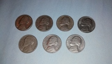 Five Cents - 5 Centów Amerykańskich - 7 sztuk