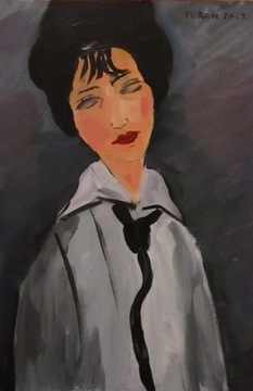 Amedeo Modigliani, Pani w czarnym krawacie 15,5x23