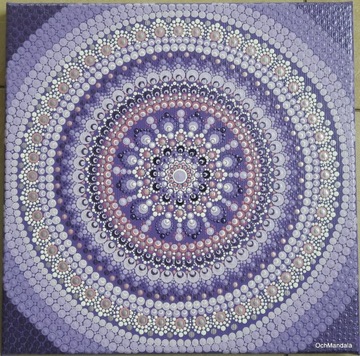 Mandala lawendowa obraz ręcznie malowany 35x35 cm
