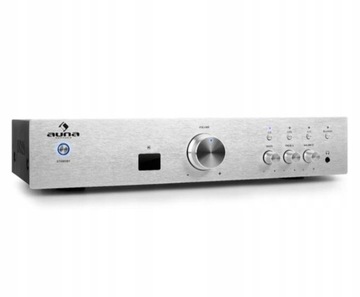 Wzmacniacz Hi-Fi, AUX, Bluetooth, kolor srebrny