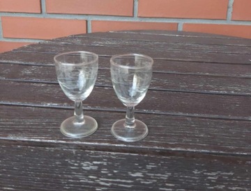 Kieliszki szklane np. do wódki (2 sztuki) | PRL