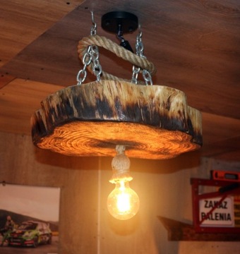 Drewniana lampa wisząca loft, vintage, okazja 