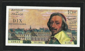 FRANCJA 10 NOWYCH FRANKÓW 1961 RICHELIEU P#142 XF+