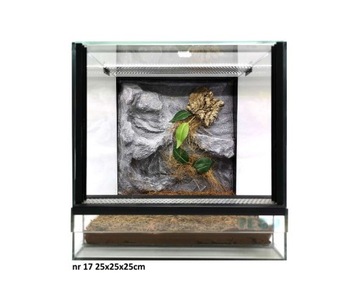 Terrarium szklane 25x25x25 z wystrojem