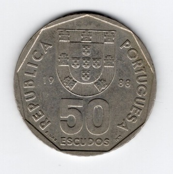 Portugalia 20+50 eskudo, moneta obiegowa  
