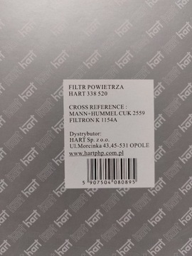 HART 338520 filtr kabinowy  węglowy, Ford Galaxy