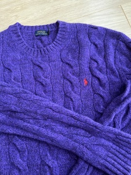 Fioletowy sweter POLO RALPH LAUREN L merino kaszmir wełniany kaszmirowy