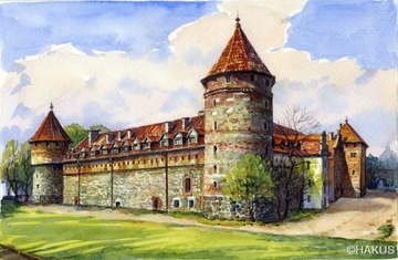 Obraz Akwarela - Bytów, Zamek Krzyżacki