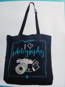 Duża porządna torba shopperka I love photography