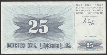 Bośnia Hercegowina 25 dinar 1992 - AK - UNC