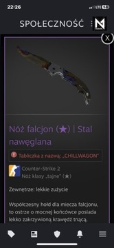 Skin CS2 nóż falcjon Stal nawęglana extra look