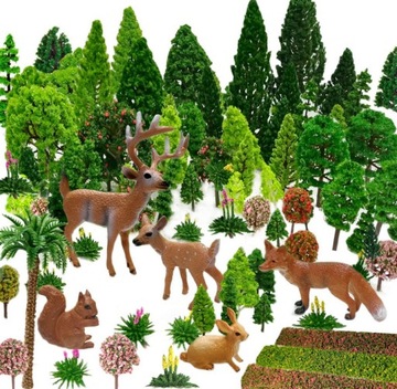 60 mieszanych drzewek modelarskich 