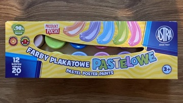 Farby plakatowe pastelowe 12 kolorów Astra