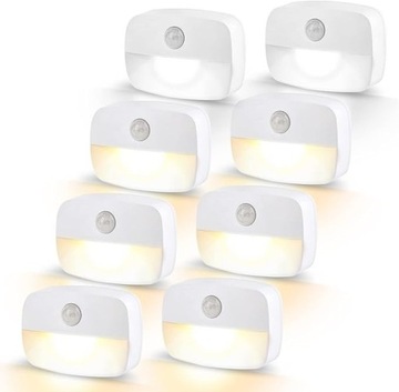 AMMTOO Lampki nocne LED z czujnikiem ruchu (8 sztuk)