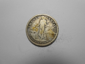 Filipiny 20 centavo,1929, srebro ,rzadka !