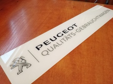Peugeot plexi napis, tablica wystawa 