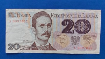 Banknot 20 zł z 1982r, Seria S.