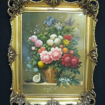 Obraz " Bukiet kwiatów z muszlą "