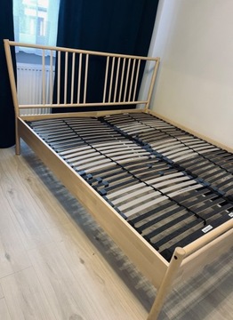 Łóżko Ikea brzoza/Leirsund, 200x200+ stoliki nocne