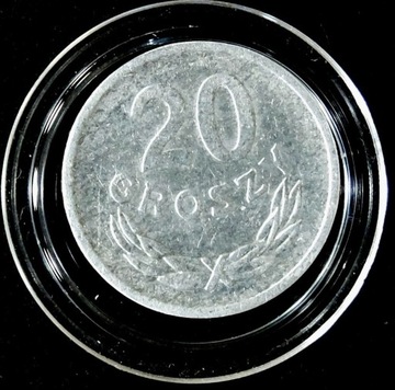 20 GROSZY 1972, z.m., PRL, nominał, stempel zwykły