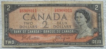 Kanada CAN $ 2 dollars 1954 Quebec Beattie Coyne