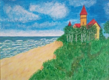 Obraz 30x40 Zamek przy plaży akryl