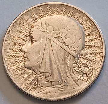 5 zł złotych Głowa kobiety 1933 r. srebro ładna