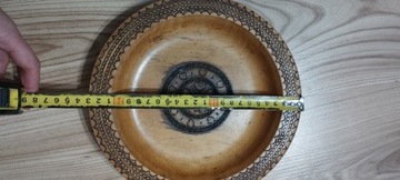 Drewniany talerz 23 cm (vintage, PRL, Cepelia)