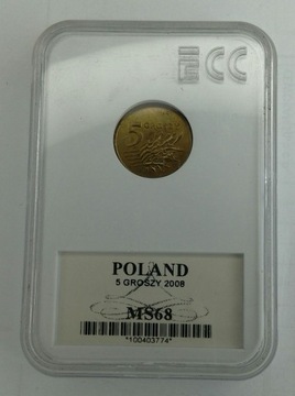 5 groszy 2008 moneta w pudełlku  PRL
