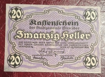 AUSTRIA 20 heller WIEN 1920