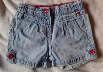 Spodenki krótkie szorty jeans dziewczęce 12 mies.