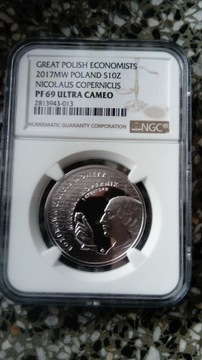 10 złotych 2017 r. NGC PF 69 -Mikołaj Kopernik