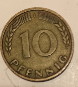 Moneta 10 pfennigów z 1950 roku