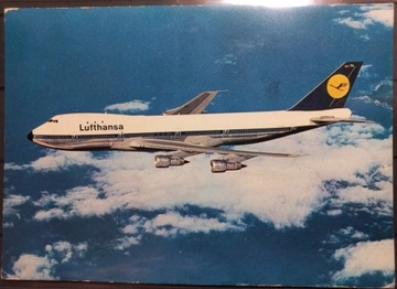 Pocztówka Lufthansa Lotnictwo Boeing 747 Jumbo Jet