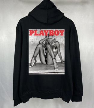 Bluza z kapturem hoodie czarna kangurka Playboy