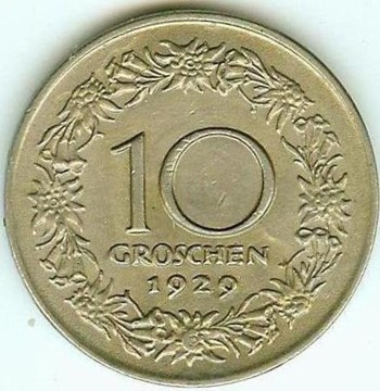 AUSTRIA 10 GROSCHEN 1925- stan menniczy zabezpiecz