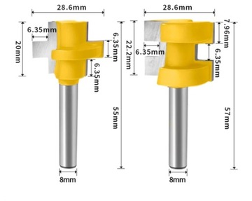 Nowy zestaw frezów do drewna pióro-wpust T-slot
