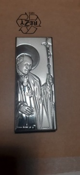 Obrazek święty Jan Paweł II Posrebrzany Chrzest