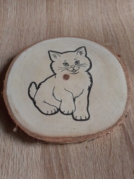 Plaster drewna dekoracyjny, ozdobny. Obrazek. Kot