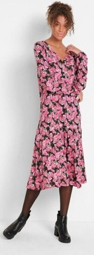 Bonprix NOWA sukienka w różowe kwiaty r.40 falbana