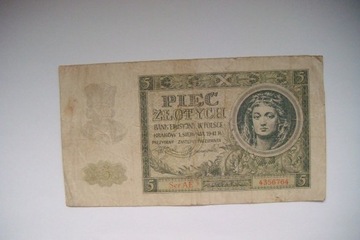  Banknot 5 zł. 1941 r. seria AE