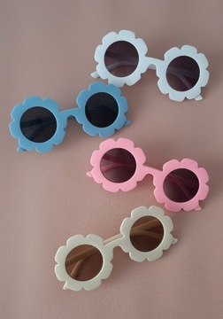 Okulary przeciwsłoneczne dla dzieci motyw kwiatka kolory 3-12 lat