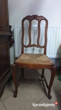 Krzesła drewno, wiklinowe siedziska