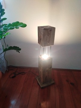 Lampa stojąca loftowa drewno szczotkowane 