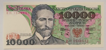 Banknot PRL  10000 zł. 1988 r. seria BM rzadka UNC 