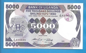 UGANDA - 5000 szylingów - ROK 1986 - P 26 - UNC