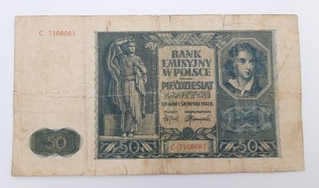 Stary Banknot Polska 50 zł 1941