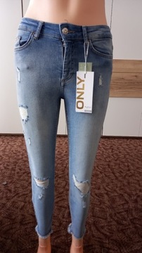 Spodnie jeans z przetarciami skiny 
