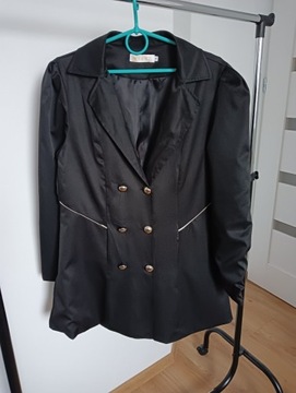 Płaszcz/Marynarka czarny, rozkloszowany, krótki XL